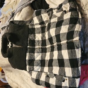 Black Plaid Fleece Vest